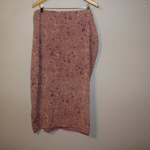 Merona 1X Lined Silk Floral Print Skirt Elastic Waist
